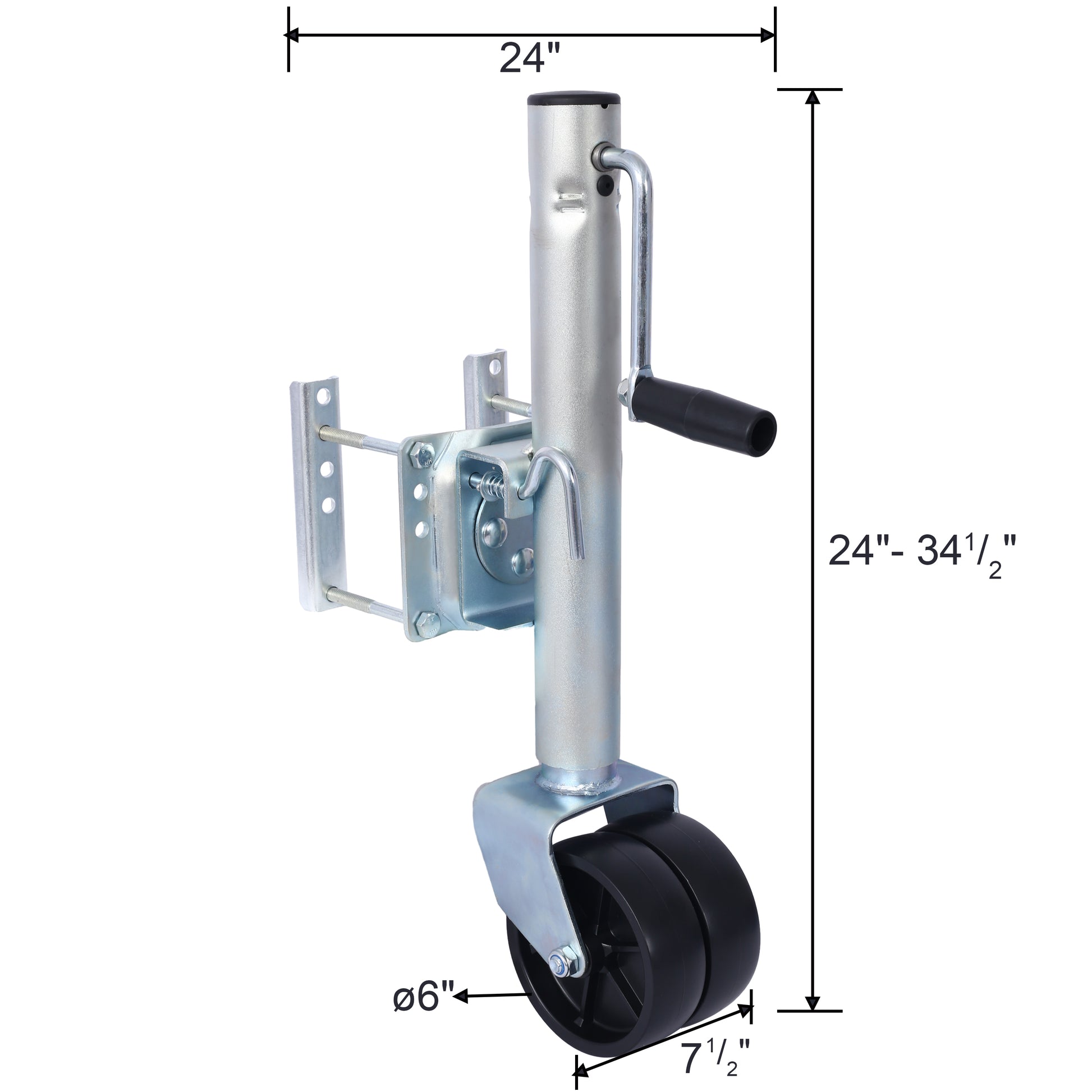 1500Lbs Trailer Jack With Double Wheel, Adjustable 12" Lift Travel, Boat On For Boat Rv Utility, Swivel Tongue Towing Dual Wheel Silver Steel