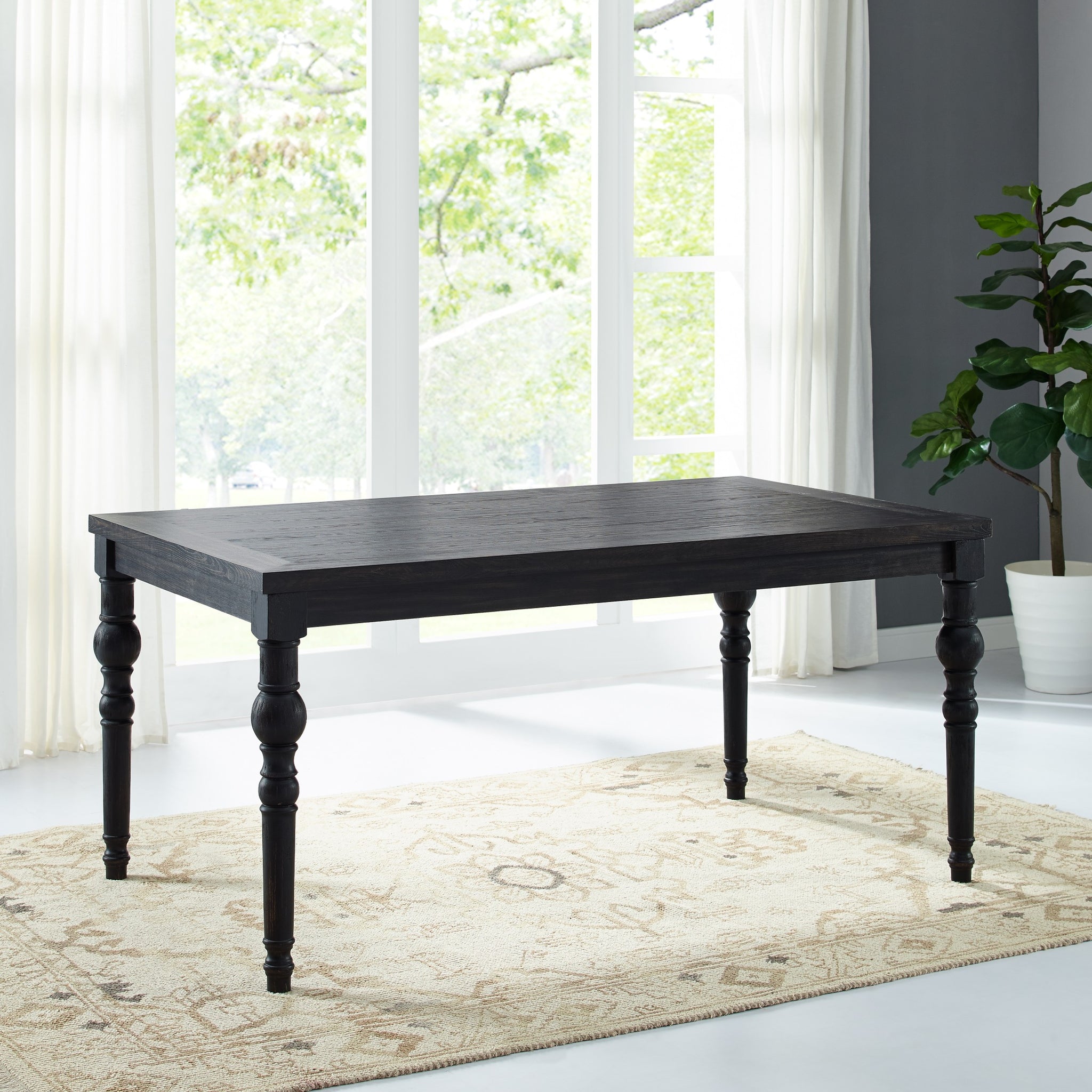 Leviton Urban Style Dining Table, Black Black Wood