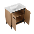 30 Inch Bathroom Vanity Base With Basin, Storage Cabinet With Doors, Engineered Wood Oak Bathroom American Design Ceramic Engineered Wood