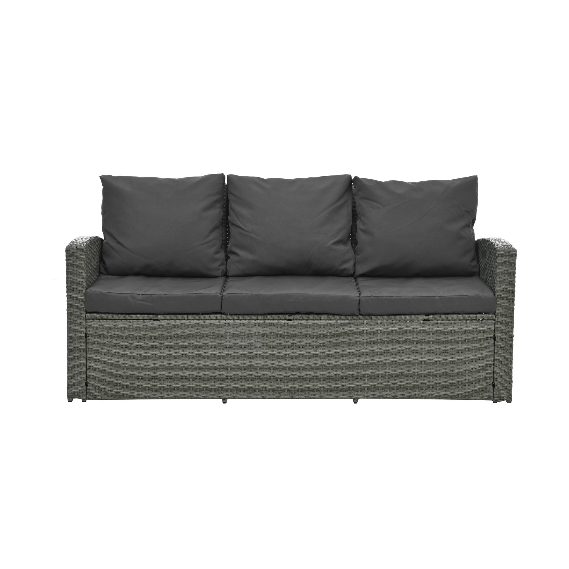 Patio Furniture, Outdoor Furniture, Seasonal Pe Wicker Furniture,5 Set Wicker Furniture With Tempered Glass Table Top Dark Gray Pe Rattan Iron Waterproof Fabric