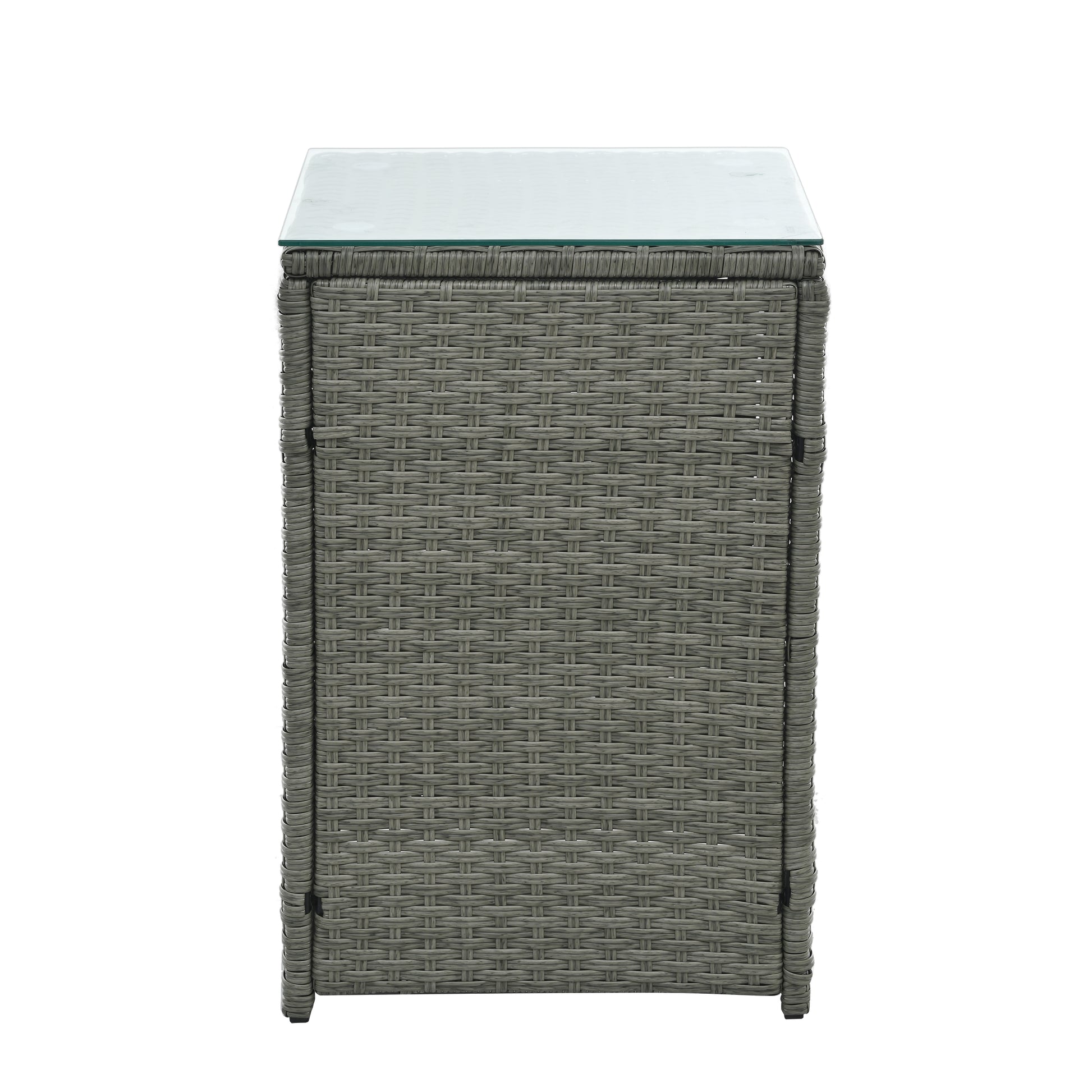 Patio Furniture, Outdoor Furniture, Seasonal Pe Wicker Furniture,5 Set Wicker Furniture With Tempered Glass Table Top Light Blue Pe Rattan Iron Waterproof Fabric