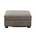 Classic Living Room Storage Ottoman, Fabric Upholstered Footstool With Storage Cabinet, Hardwood Frame, Gray Brown Wood Primary Living Space Solid Beige With Storage Gray Polyester Or Polyester Blend Medium Firm Backless Modern Rectangle Internal Storage