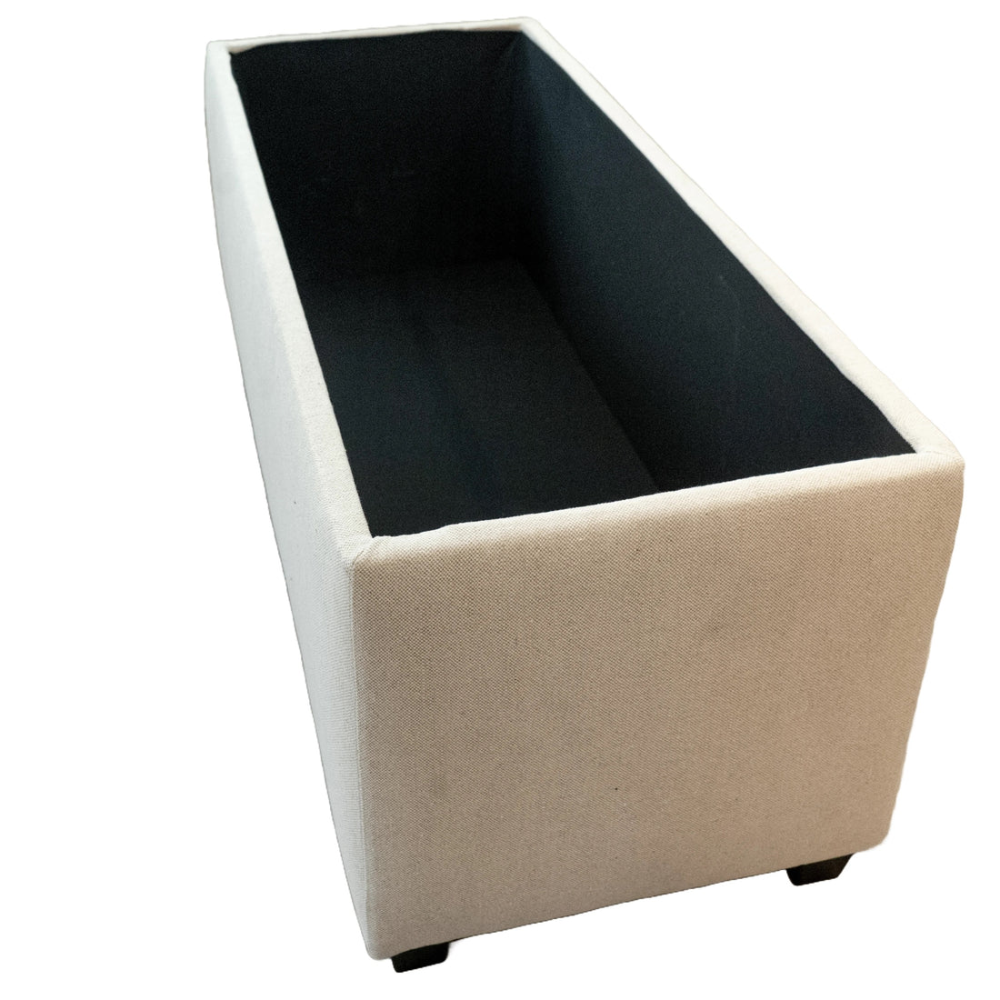 Living Room Storage Console, Linen Upholstered Storage Ottoman, Sofa Console, Distressed Finish Removable Wooden Top, Beige Brown Wood Primary Living Space Solid Beige With Storage Beige Linen Cotton Or Cotton Blend Medium Firm Backless Modern Rectangle