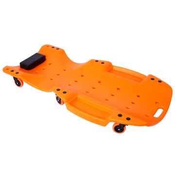 Plastic Creeper 48 Inch Blow Molded Ergonomic Hdpe Body With Padded Headrest & Dual Tool Trays 440 Lbs Capacity Orange Orange Hdpe