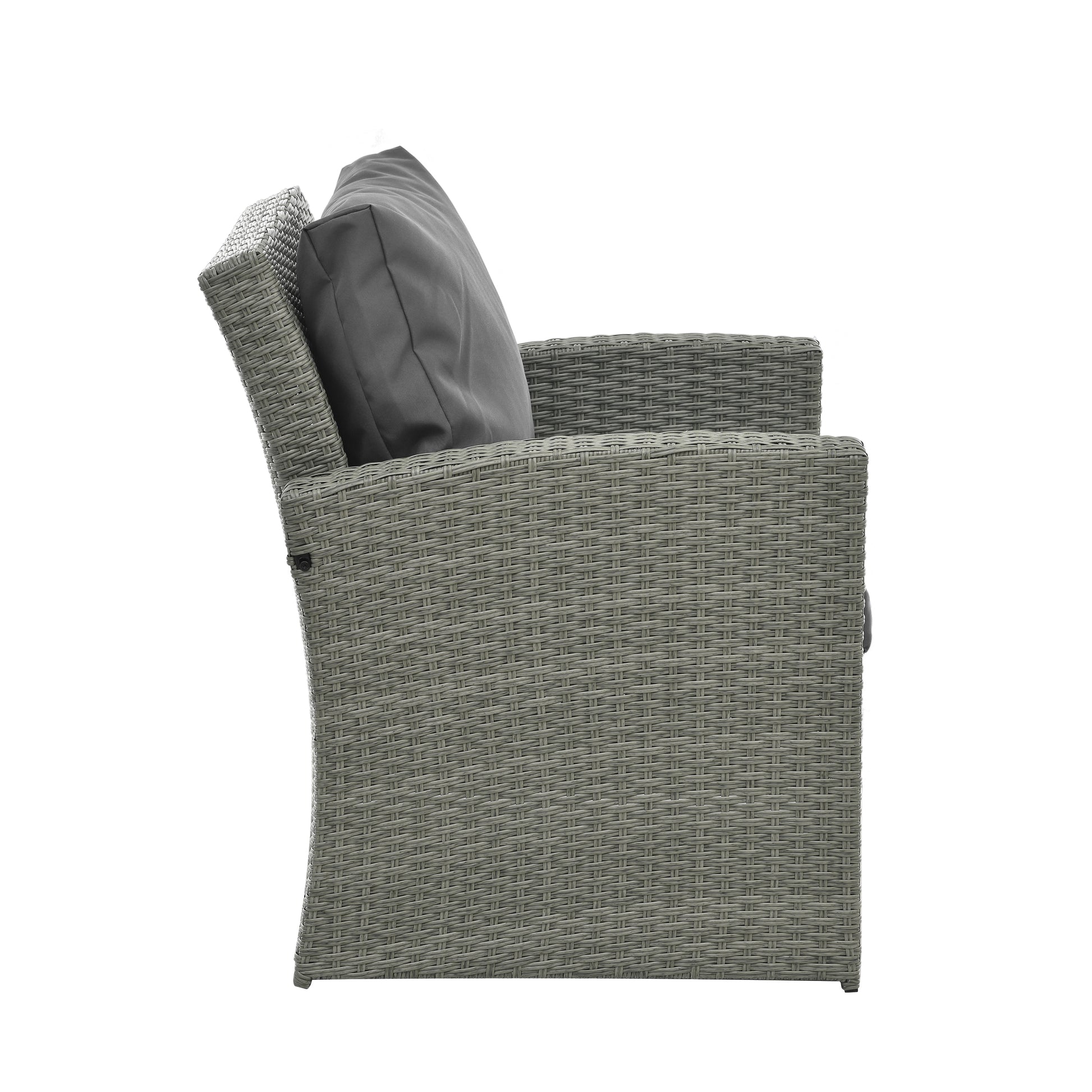 Patio Furniture, Outdoor Furniture, Seasonal Pe Wicker Furniture,5 Set Wicker Furniture With Tempered Glass Table Top Dark Gray Pe Rattan Iron Waterproof Fabric