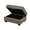 Classic Living Room Storage Ottoman, Fabric Upholstered Footstool With Storage Cabinet, Hardwood Frame, Gray Brown Wood Primary Living Space Solid Beige With Storage Gray Polyester Or Polyester Blend Medium Firm Backless Modern Rectangle Internal Storage