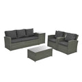 Patio Furniture, Outdoor Furniture, Seasonal Pe Wicker Furniture,5 Set Wicker Furniture With Tempered Glass Table Top Dark Gray Pe Rattan Iron Waterproof Fabric