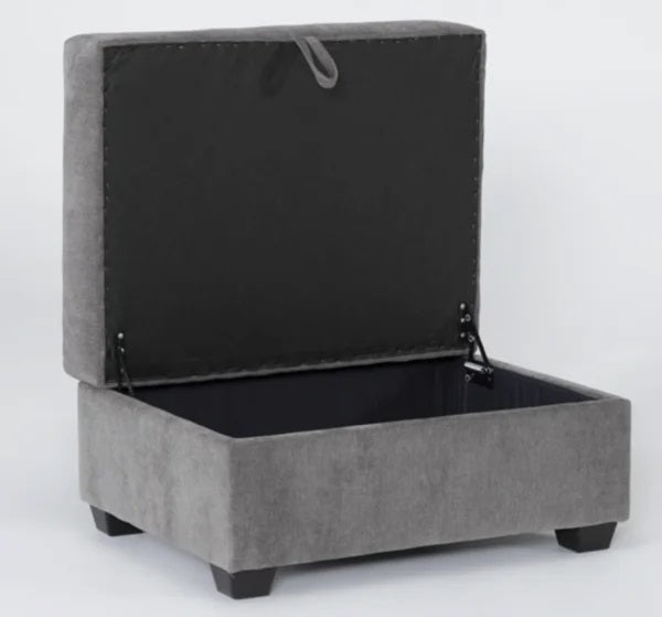 Classic Living Room Storage Ottoman, Fabric Upholstered Footstool With Storage Cabinet, Hardwood Frame, Gray Brown Wood Primary Living Space Solid Beige With Storage Gray Polyester Or Polyester Blend Medium Firm Backless Modern Rectangle Internal Storage