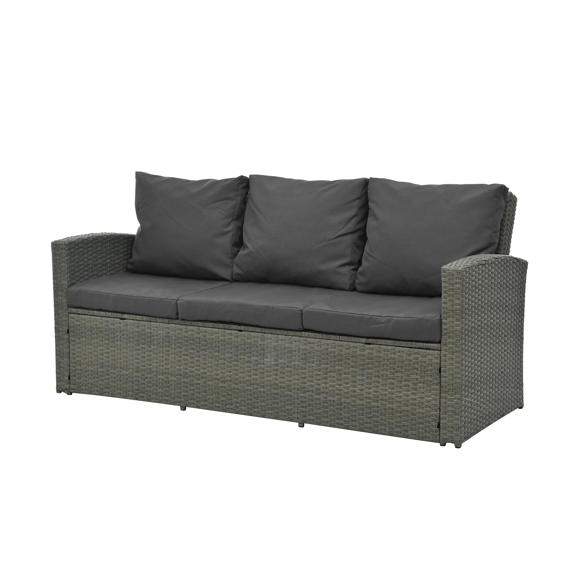 Patio Furniture, Outdoor Furniture, Seasonal Pe Wicker Furniture,5 Set Wicker Furniture With Tempered Glass Table Top Dark Gray Pe Rattan Iron Waterproof Fabric