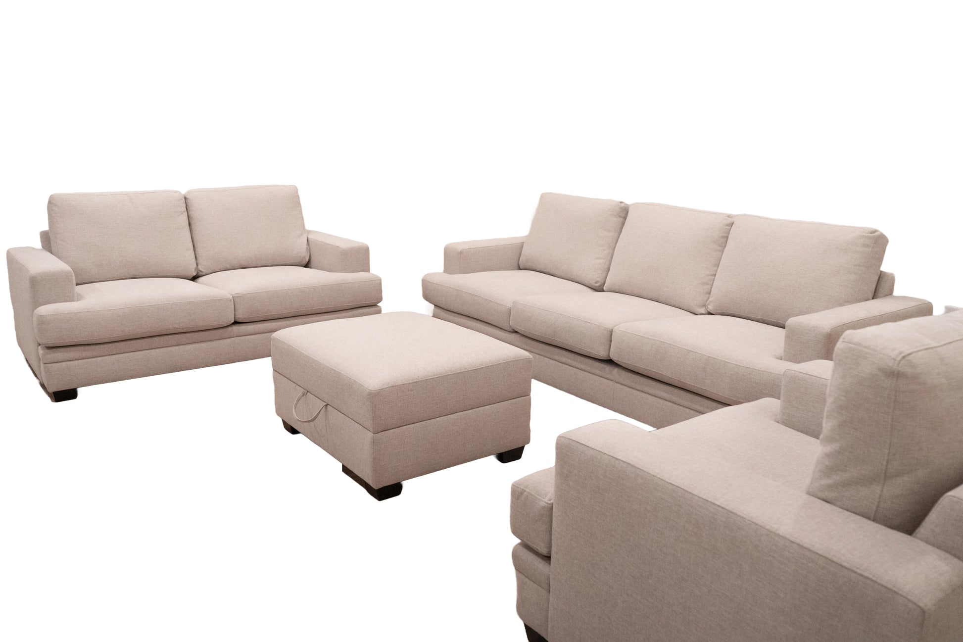 Classic Living Room Storage Ottoman, Fabric Upholstered Footstool With Storage Cabinet, Hardwood Frame, Beige Brown Wood Primary Living Space Solid Beige With Storage Beige Polyester Or Polyester Blend Medium Firm Backless Modern Rectangle Internal