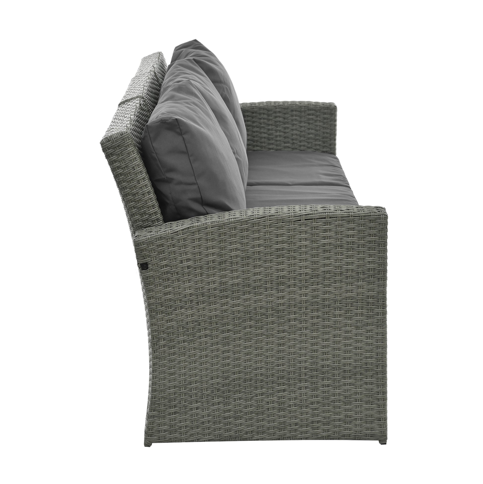 Patio Furniture, Outdoor Furniture, Seasonal Pe Wicker Furniture,5 Set Wicker Furniture With Tempered Glass Table Top Dark Gray Pe Rattan Iron Waterproof Fabric