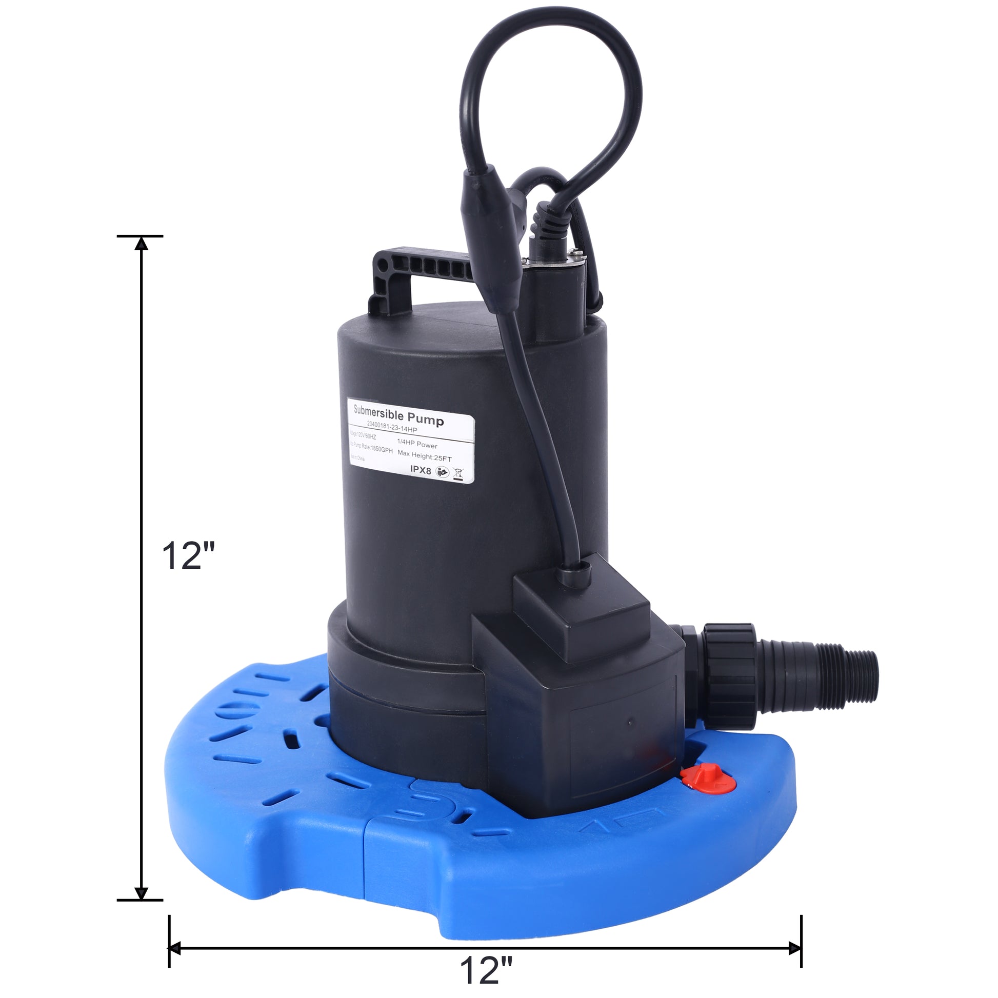 1 4 Hp Automatic Swimming Pool Cover Pump 120 V Submersible With 3 4 Check Valve Adapter1850 Gph Water Removal For Pool, Hot Tubs, Rooftops, Water Beds And More Black Blue Abs