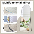 The 4Th Generation Floor Standing Full Length Rearview Mirror. Aluminum Alloy Metal Frame Arched Wall Mirror, Bathroom Makeup Mirror, Floor Standing Mirror With Bracket. Silver 71 