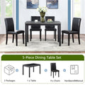 5 Piece Wooden Dining Table Set, Kitchen Table Set With A Rectangular Table And 4 Upholstered Chairs, Wooden Dining Room Table With Crystal Decoration And Chairs Set For Kitchen, Dining Room, Black Black Seats 4 Dining Room Rectangular 4 Leg Rectangular