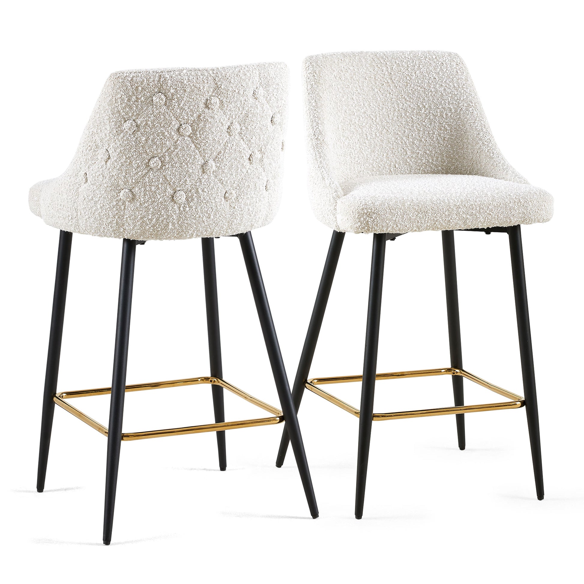 Beige Swivel Bar Chair Bar Stool And Metal Modern High Bar Furniture Set Of 2 Beige Primary Living Space Modern Boucle