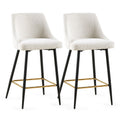 Beige Swivel Bar Chair Bar Stool And Metal Modern High Bar Furniture Set Of 2 Beige Primary Living Space Modern Boucle
