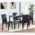 5 Piece Wooden Dining Table Set, Kitchen Table Set With A Rectangular Table And 4 Upholstered Chairs, Wooden Dining Room Table With Crystal Decoration And Chairs Set For Kitchen, Dining Room, Black Black Seats 4 Dining Room Rectangular 4 Leg Rectangular