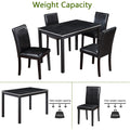 5 Piece Wooden Dining Table Set, Kitchen Table Set With A Rectangular Table And 4 Upholstered Chairs, Wooden Dining Room Table With Crystal Decoration And Chairs Set For Kitchen, Dining Room, Black Black Seats 4 Dining Room Rectangular 4 Leg Rectangular