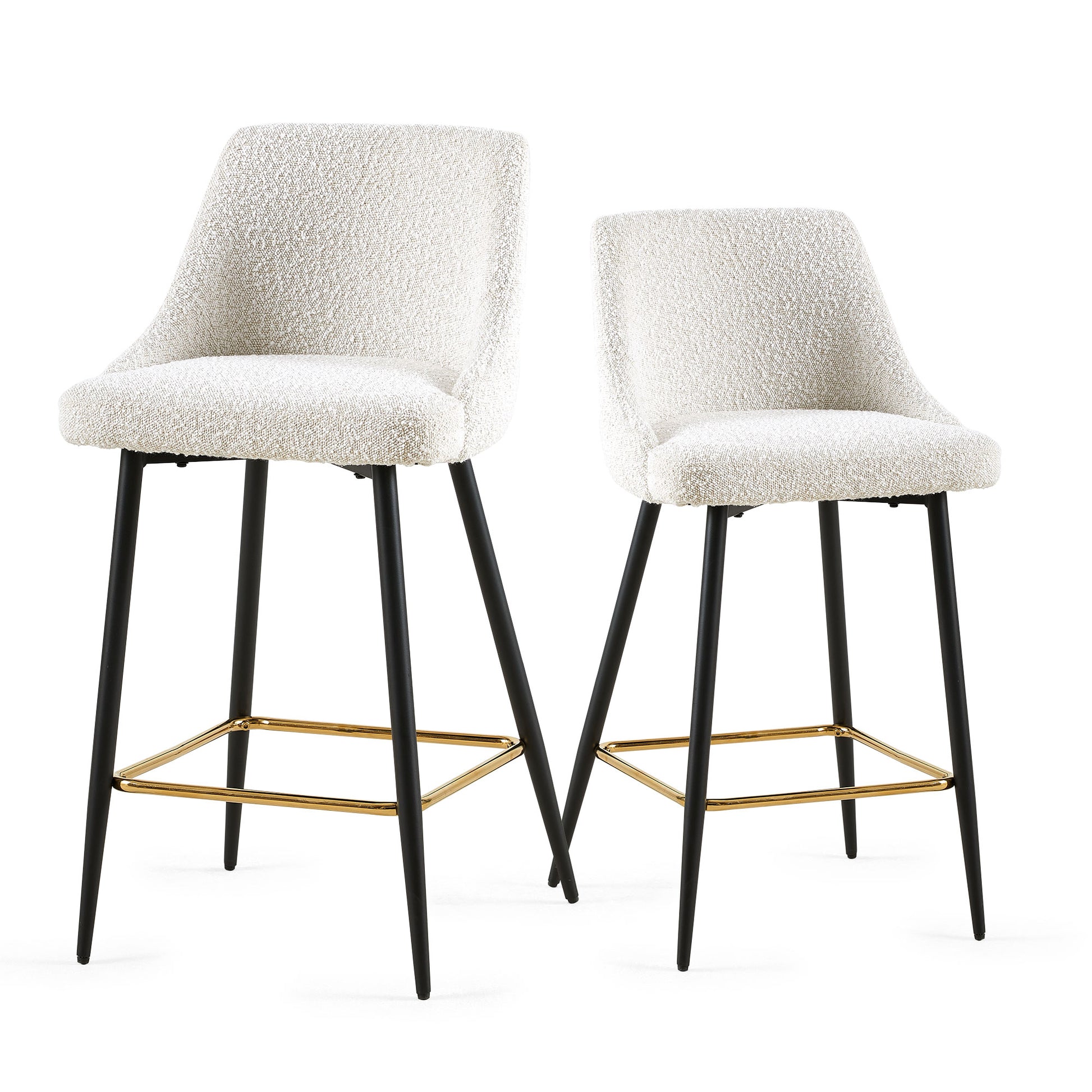 Beige Swivel Bar Chair Bar Stool And Metal Modern High Bar Furniture Set Of 2 Beige Primary Living Space Modern Boucle