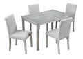 5 Piece Wooden Dining Table Set, Kitchen Table Set With A Rectangular Table And 4 Upholstered Chairs, Wooden Dining Room Table With Crystal Decoration And Chairs Set, Silver Grey Beige Silver Gray Seats 4 Dining Room Rectangular 4 Leg Rectangular Dining