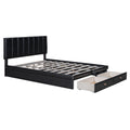 Full Size Upholstered Bed With Hydraulic Storage System And Drawer, Black Black Pu Leather