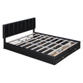Queen Size Upholstered Bed With Hydraulic Storage System And Drawer, Black Black Pu Leather