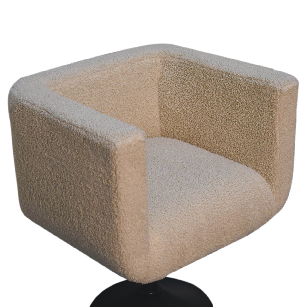 Cream Boucle Swivel Chair Cream Foam Wood Fabric