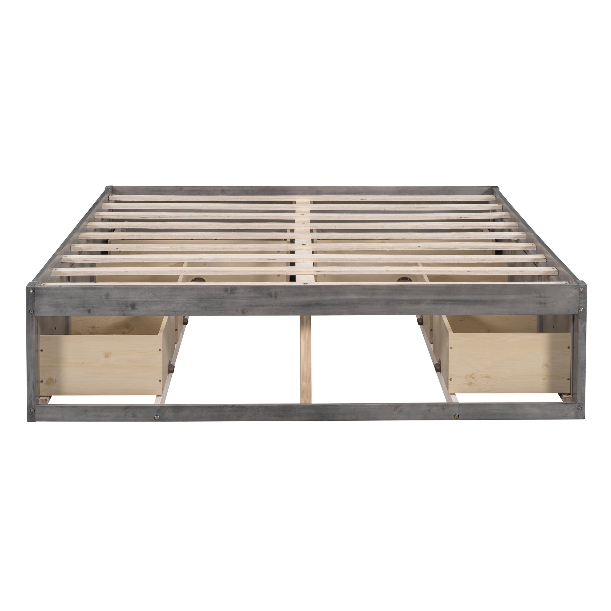 Full Size Platform Bed With 6 Storage Drawers,Antique Gray Antique Gray Mdf Lvl