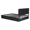 Full Size Upholstered Bed With Hydraulic Storage System And Drawer, Black Black Pu Leather