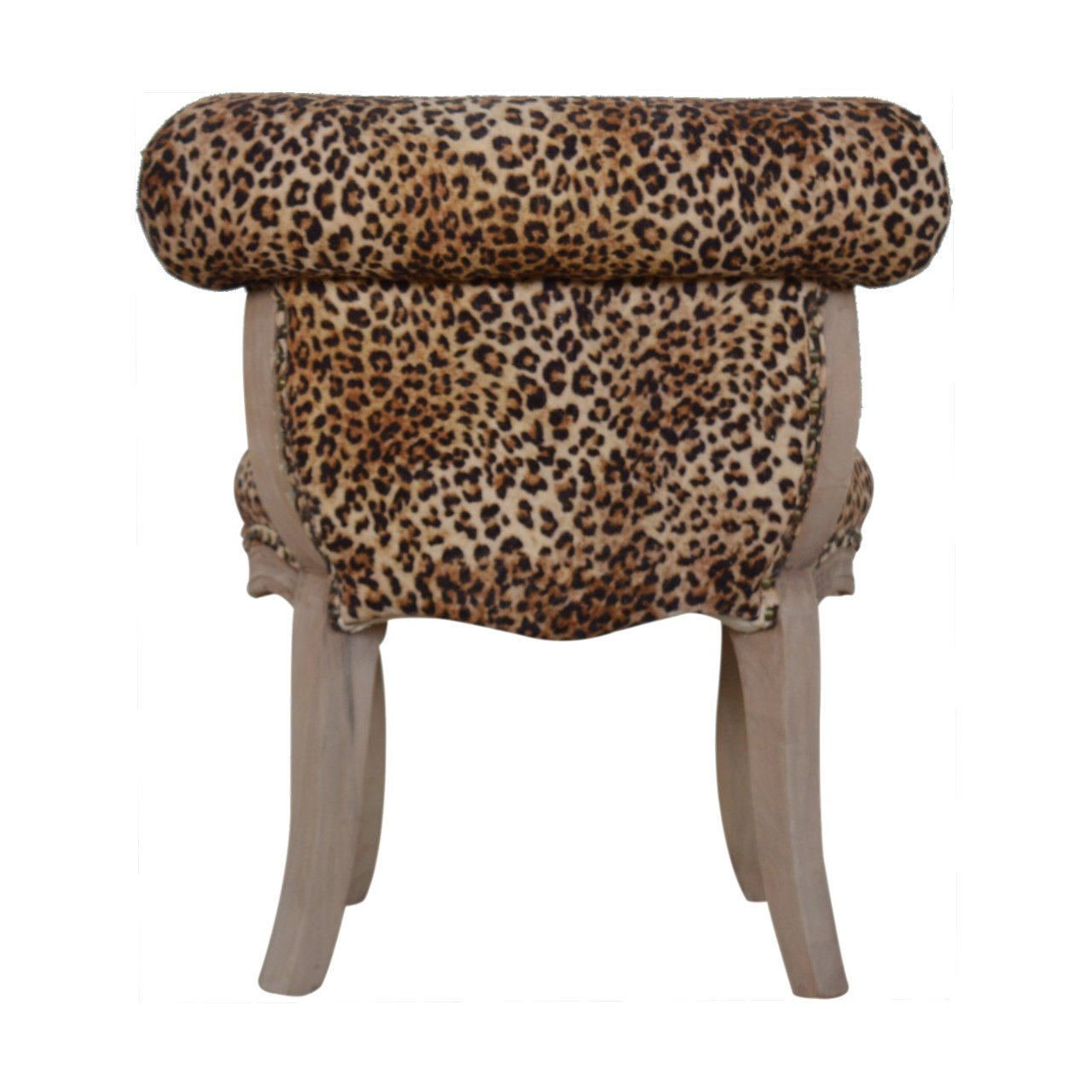 Leopard Print Studded Chair Brown Foam Wood Fabric