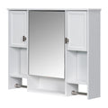 35'' X 28'' Modern Wall Mounted Bathroom Storage Cabinet, Bathroom Wall Cabinet With Mirror, Medicine Cabinet With Towels Bar White 3 5 Mirror Included Bathroom Wall Mounted Mdf Painted