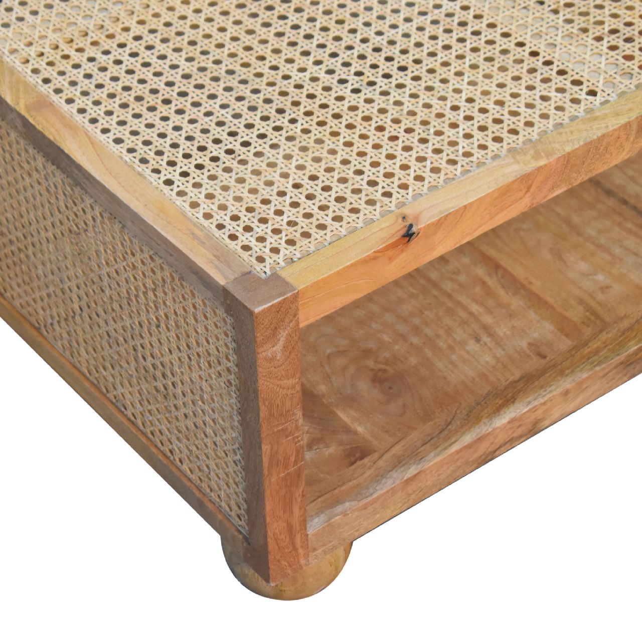 Larissa Large Coffee Table Oak Wood Rattan