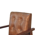 Brown Buffalo Leather Chair Chestnut Leather Solid Wood