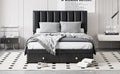 Full Size Upholstered Bed With Hydraulic Storage System And Drawer, Black Black Pu Leather