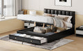 Queen Size Upholstered Bed With Hydraulic Storage System And Drawer, Black Black Pu Leather