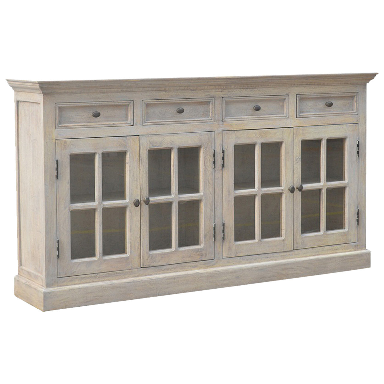 Stone Acid Wash Glazed Sideboard Stone Gray Solid Wood