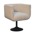 Cream Boucle Swivel Chair Cream Foam Wood Fabric