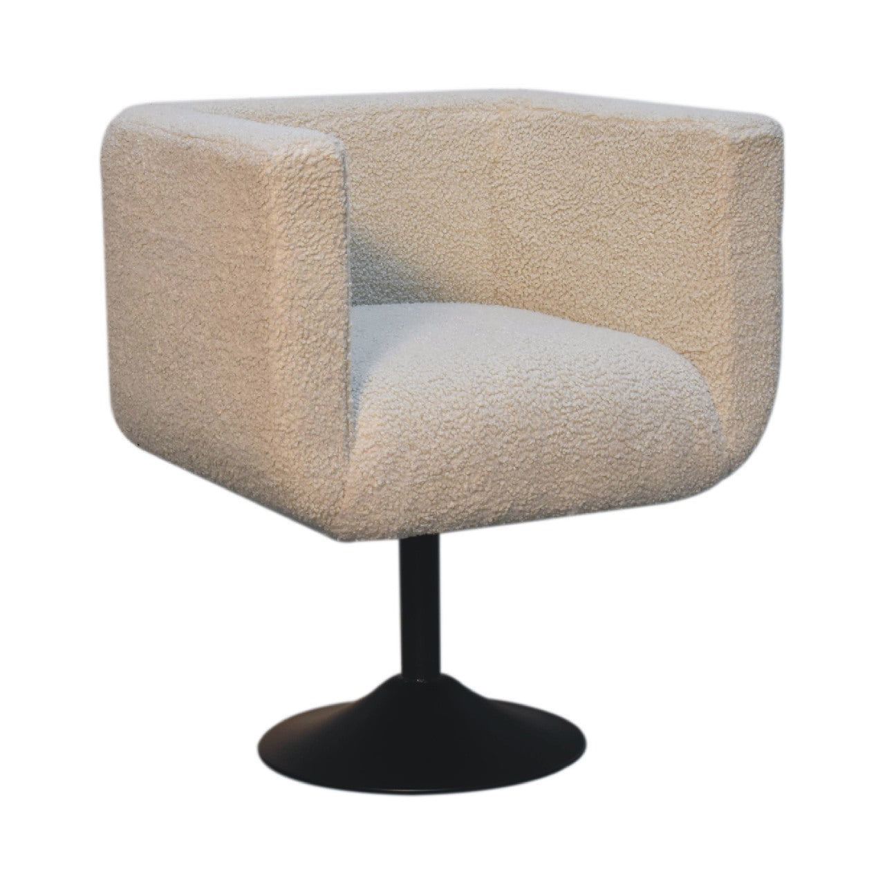 Cream Boucle Swivel Chair Cream Foam Wood Fabric