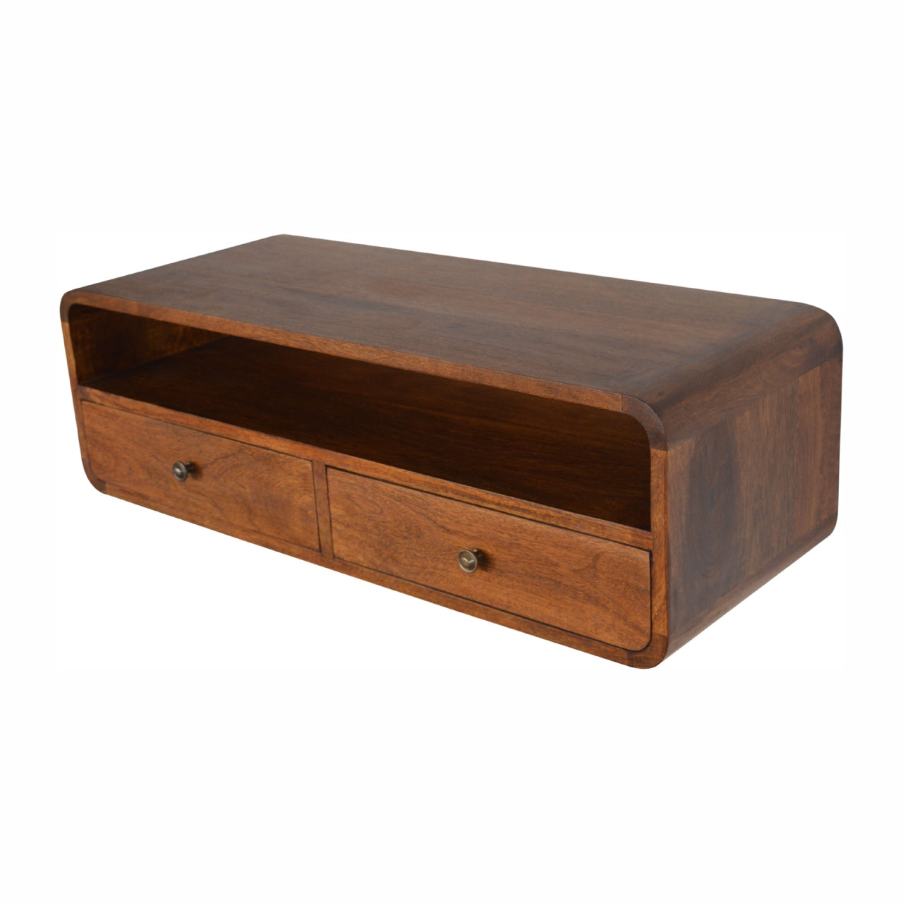 Floating Chestnut Open Console Chestnut Solid Wood