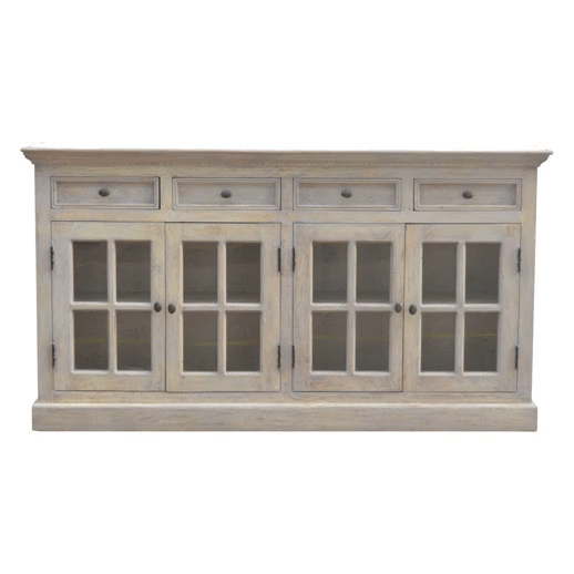 Stone Acid Wash Glazed Sideboard Stone Gray Solid Wood