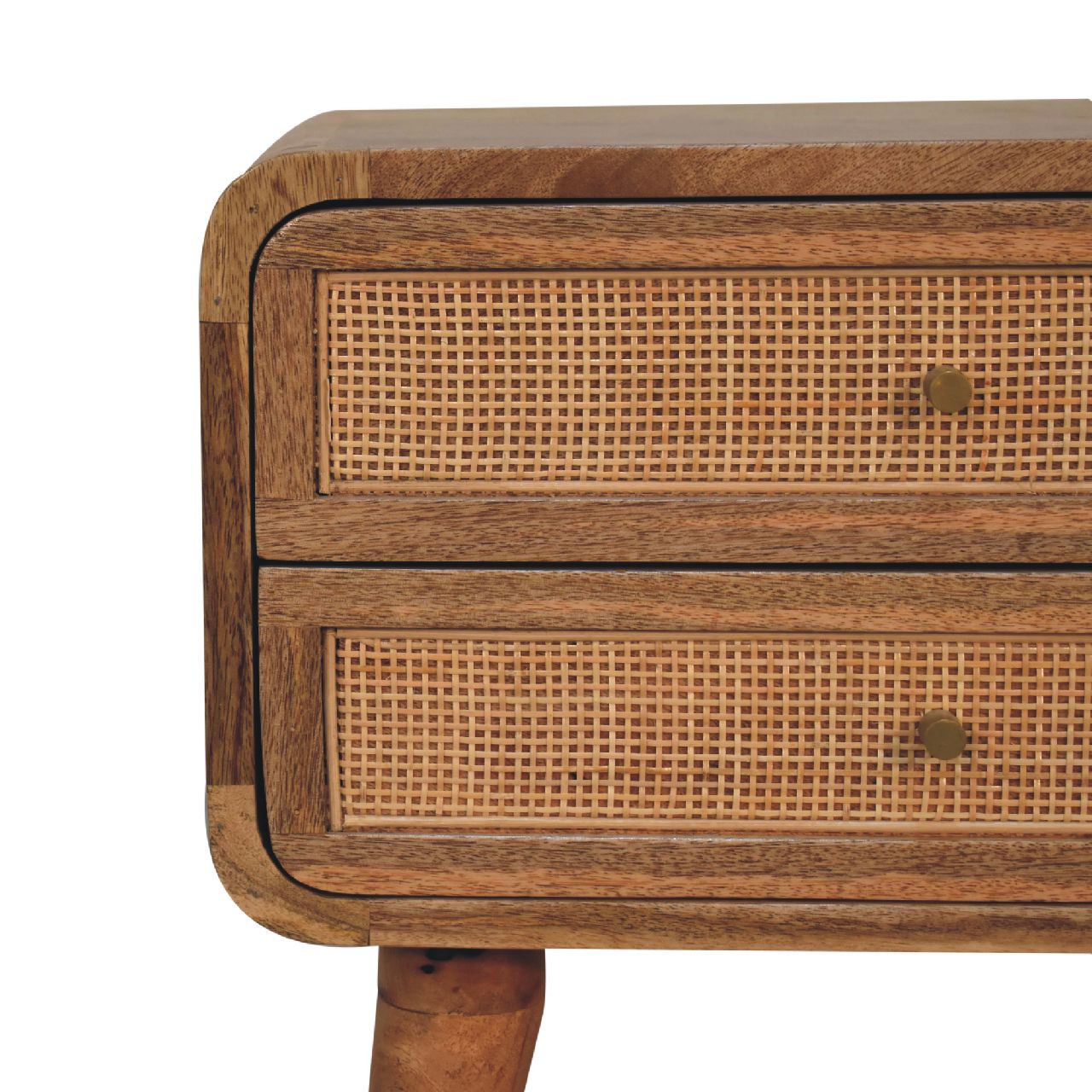Close Knit 2 Drawer Bedside Oak Wood Rattan
