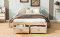 Full Size Platform Bed With 6 Storage Drawers,Antique Natural Antique Natural Mdf Lvl