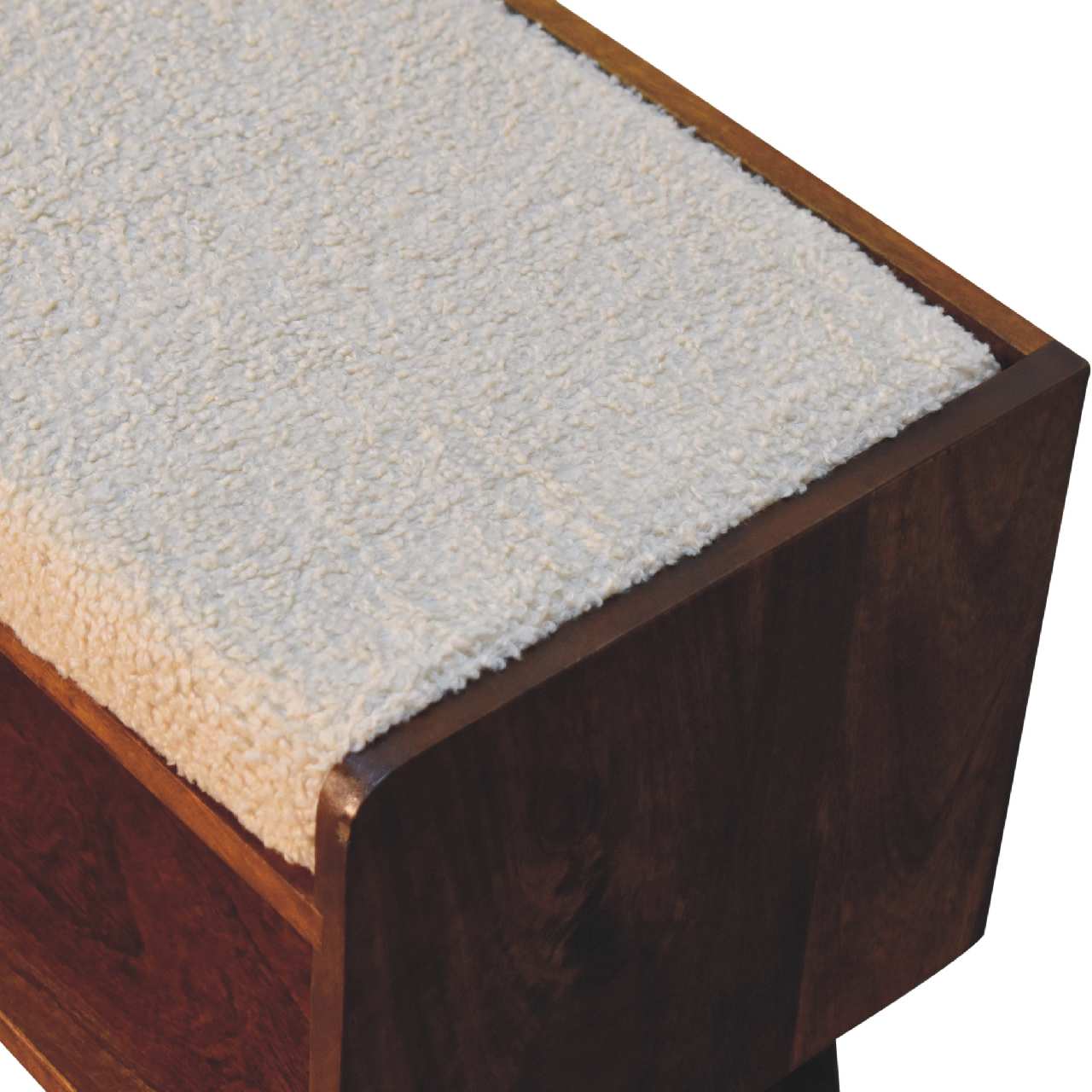 Boucle Nordic Storage Bench Chestnut Foam Wood Fabric