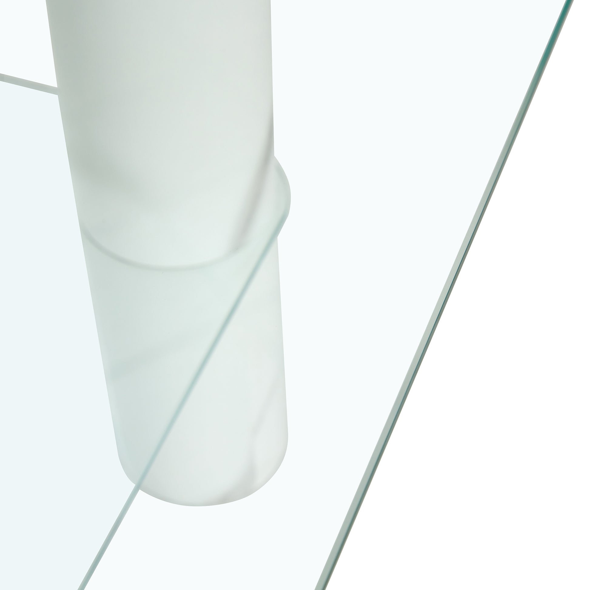 Modern Minimalist Double Layered Transparent Tempered Glass Coffee Table And Coffee Table, Paired With White Mdf Decorative Columns. Computer Desk. Game Table. Ct X02 Transparent Glass