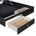 Full Size Upholstered Bed With Hydraulic Storage System And Drawer, Black Black Pu Leather