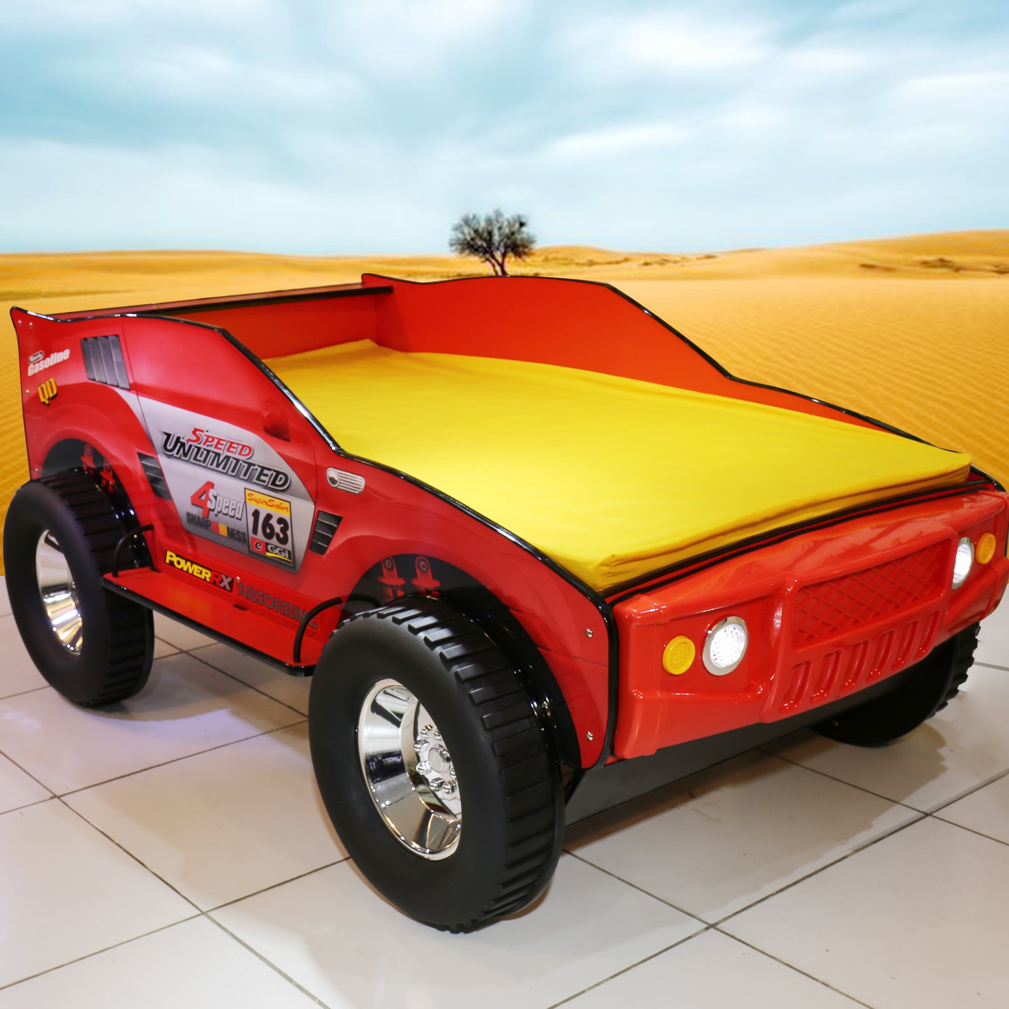 Unlimited Speed Jeep Bed Twin Red Mdf