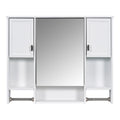 35'' X 28'' Modern Wall Mounted Bathroom Storage Cabinet, Bathroom Wall Cabinet With Mirror, Medicine Cabinet With Towels Bar White 3 5 Mirror Included Bathroom Wall Mounted Mdf Painted