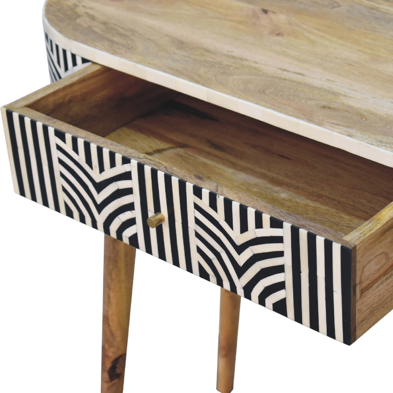 Edessa Bone Inlay Console Table Oak Solid Wood