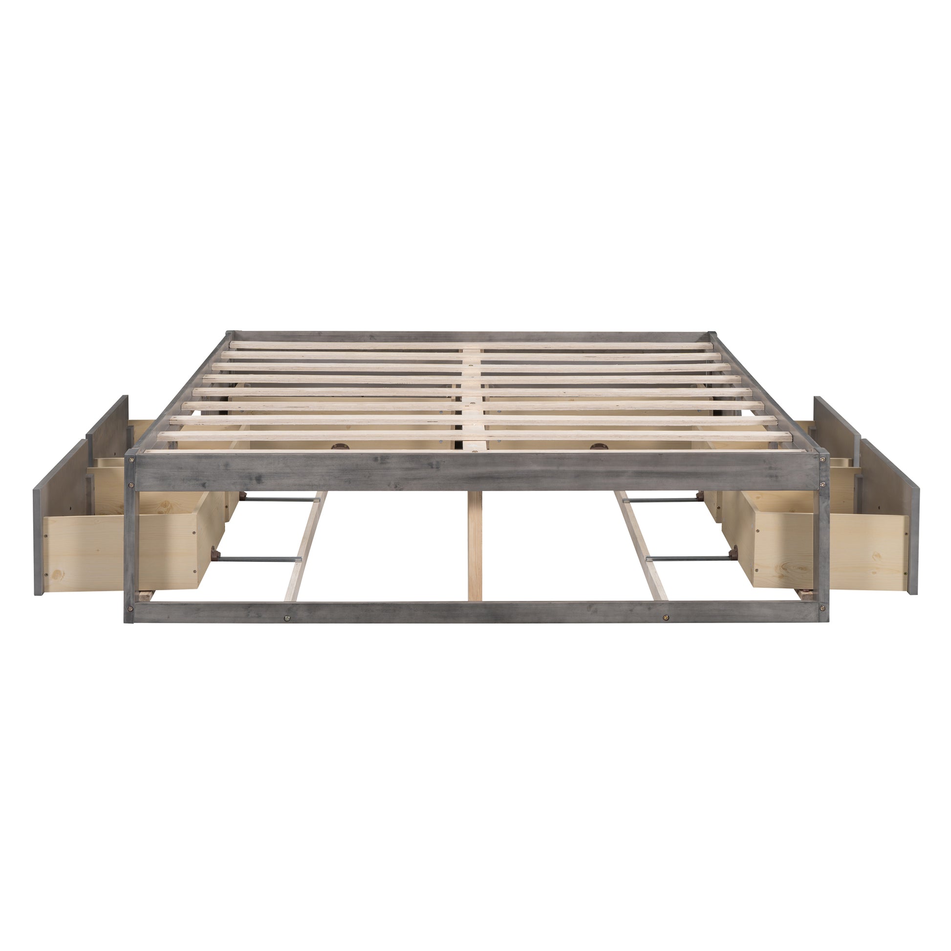 Full Size Platform Bed With 6 Storage Drawers,Antique Gray Antique Gray Mdf Lvl