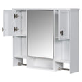 35'' X 28'' Modern Wall Mounted Bathroom Storage Cabinet, Bathroom Wall Cabinet With Mirror, Medicine Cabinet With Towels Bar White 3 5 Mirror Included Bathroom Wall Mounted Mdf Painted